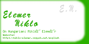 elemer miklo business card